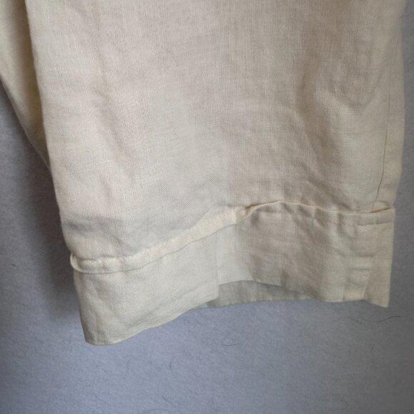 J.Jill pant women 8 Cream Off white Linen lined cropped wide leg 2 button casual - Picture 2 of 6
